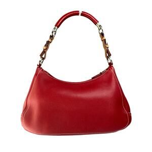 Prada Rare Vintage Red Leather Shoulder Bag Top Handle Soft Leather COA | EUC